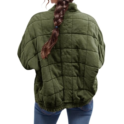 Womens Quilted Puffer Jacket Long Sleeve Zip Up Jacket Coat Casual Oversized Outerwear for Fall Winter3
