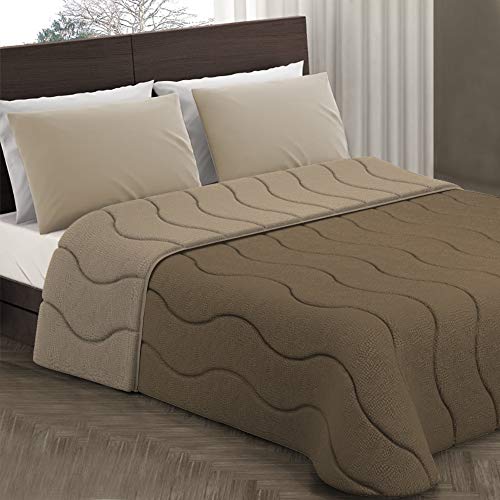 L'ANTICO ARCOLAIO Trapunta piumone invernaleTinta Unita Double-Face100% Made in Italy in Morbida Microfibra (Beige/tortyora, Matrimoniale 2 posti)