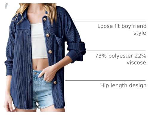 Image of PRETTYGARDEN Women's Textured Oversized Button Down Shirts