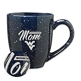 Rico Industries NCAA West Virginia Mountaineers Mom 16 oz Team Color Laser Engraved Speckled Ceramic Coffee Mug