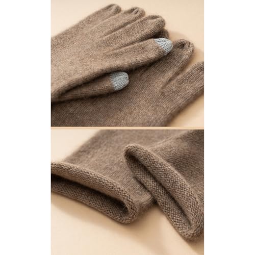 Guantes de cachemira elegantes de punto grueso para invierno térmicos 4