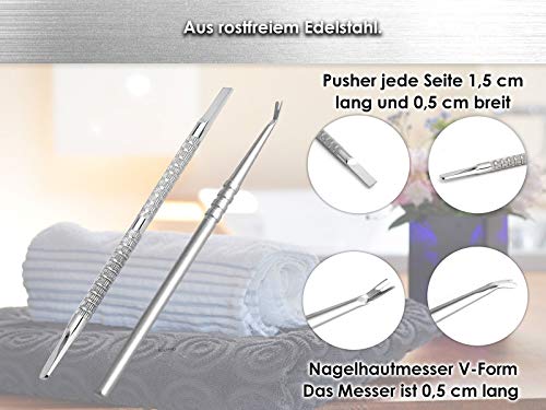 Profi Nagelhautschieber Set Doppel Pusher Nagelhautmesser aus Edelstahl 2-Teilig – Bild 4