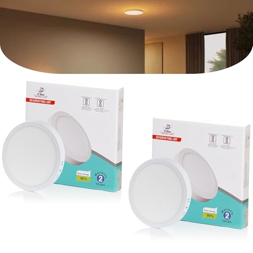 Image of D'Mak 22 Watt Round LED Surface Panel Light for Indoor Lighting- Warm White (Pack of 2)