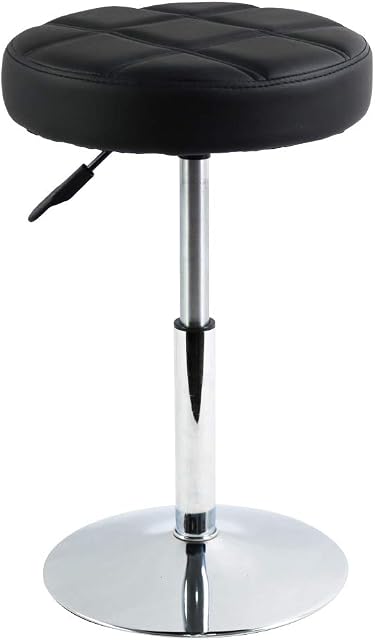 FURWOO Round PU Leather Salon Massage Chair Adjustable Swivel Stool Work Chair Work Stool Barber Shop Beauty Salon Nail Beauty Chair Low Bar Stool Checkered Cushion Small(Black)