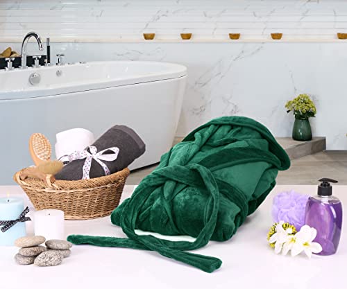 Ny Threads Women Fleece Hooded Bathrobe - Plush Long Robe (Green, Large) #TOP5