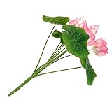 FONDOTIN 人工蓮花 蓮葉摘み小道具 シミュレーションロータス 水槽 庭池装飾用リアルな浮遊型プラ製ディスプレイ