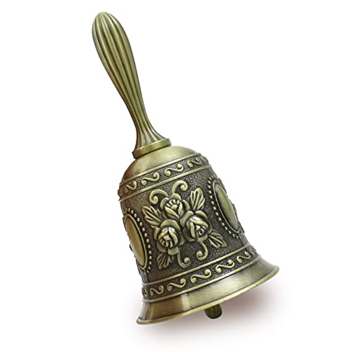 HOKPA Campanello a mano, campanello di chiamata per matrimonio, ristorante, servizio, campana, campana, suoneria, chiesa, scuola, classe, sveglia e decorazione per la casa (ottone)
