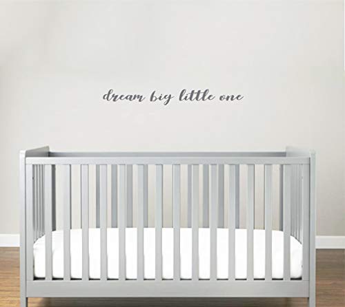 Dream Big Little ONE Schrift Träume Baby Sticker Vinyl Aufkleber Wandtattoo Kinder Decor Baby Jungen oder Mädchen Kindergarten, Kinderzimmer, Babyzimmer, Süß, Decal (Grau) Cover