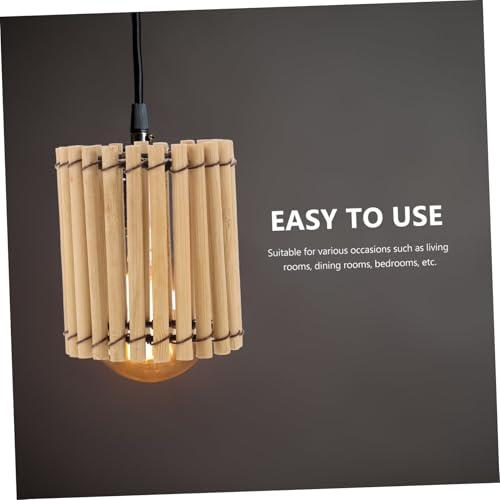 Image of jojofuny 2pcs Woven Pendant Lamp Shade Vintage Drum Decorative Light Cover Wear-resistant Height for Home Decor and Atmosphere Enhancement
