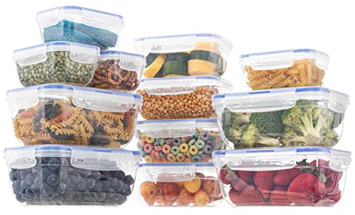 Image of Superio Plastic Food Storage Container Set, BPA Free, Sealed Containers with Airtight Lids for Pnatry, Cupboard, and Fridge- Microwave and Dishwasher Safe (10) (12 Pack)