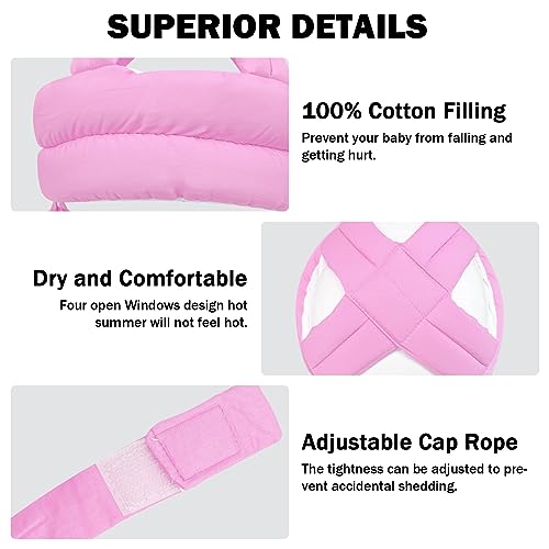 Image of Baby Head Protector Baby Helmet for Crawling Walking, No Bumps Safety Head Adjustable Protective Cap for Walking, Playing (Pink)