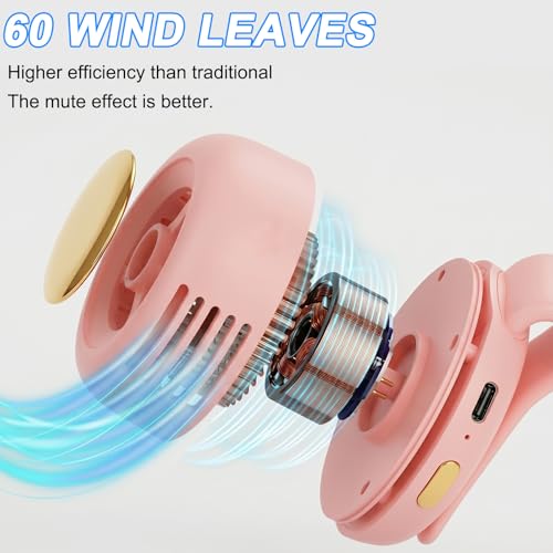 Ventilador de clip portátil giratorio de 360 grados con conexión USB para colgar en el cuello 5