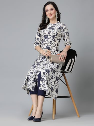 Image of Stylum Women's Floral Printed Rayon A-Line Kurta