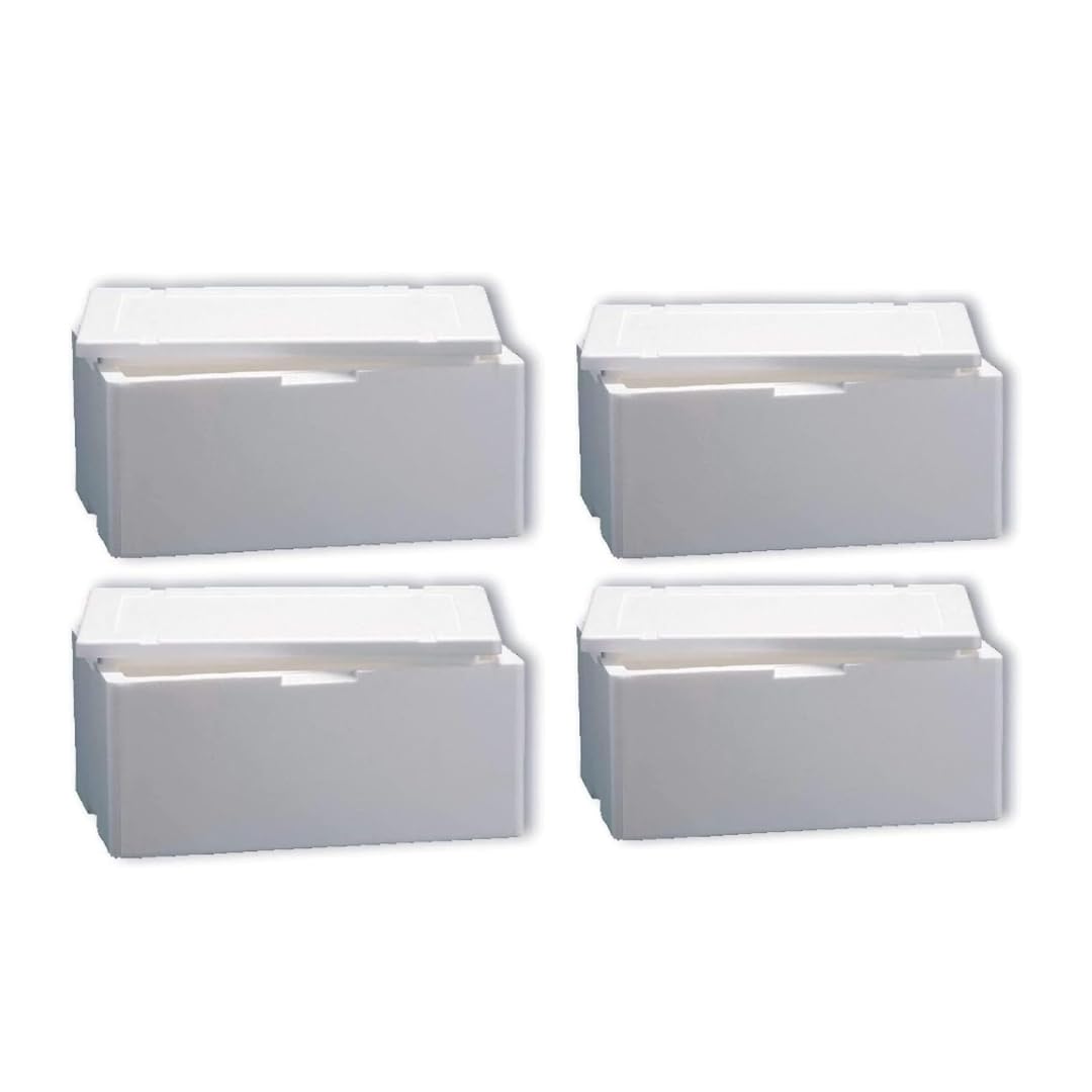 2 Contenedores Isotermicos, Cajas Térmicas Blancas de 50 x 30 cm de altura, 22 cm de altura, para Comida Térmica de Poliestireno para Llevar