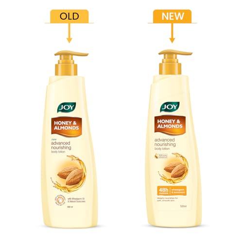 Joy Honey & Almonds Advanced Nourishing Lightweight Winter Body Lotion 500ml | Enriched With Shea Butter | Natural Sunscreen Filters | Suitable for Normal to Dry Skin