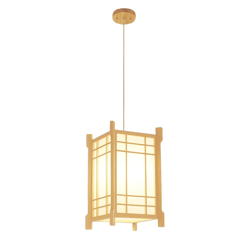 Jadssox Lampa wisząca z latarnią w stylu japońskim Drewniany żyrandol Wisząca lampa sufitowa Oprawa oświetleniowa, E27 Lampy wiszące do sypialni Restauracja Kawiarnia Herbaciarnia Bar Oświetlenie do j