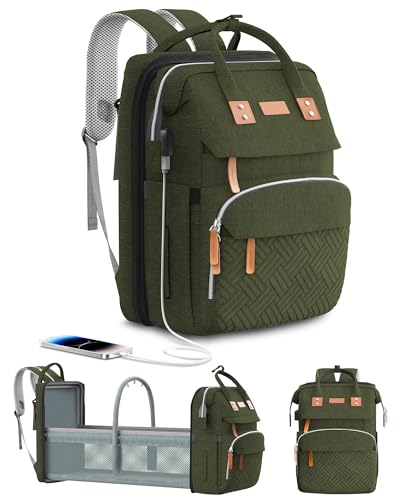 Image of ISMGN Diaper Bag Backpack with Changing Station, Large Diaper Bag, Baby Bag, Multifunctional Diaper Bag, ArmyGreen