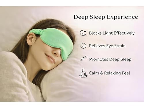 Image of Eye Sleep Mask for Men & Women, Soft Light Blocking Mask with Adjustable Strap, Falalin Non-Woven Cotton Fabric, Comfortable Travel Eye Cover for Home, Flight, Relaxation (Pastle green)