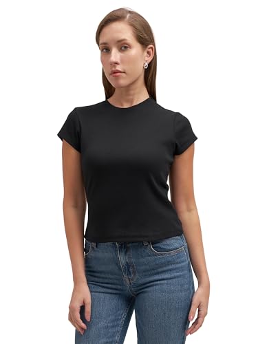 Image of Tokyo Talkies Women Pure Cotton Tops for Woman|Regular Fit Slim fit Crop Tops for Women Western|Top Tshirt for Women Stylish Western|Suitable for Casual and Workwear