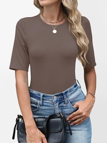 Image of ANRABESS Womens Half Sleeve Tops Crewneck Shirts Basic Fit Work Tee