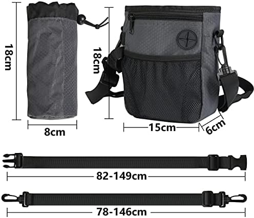 SLSON Dog Treat Pouch Bag with Collapsible Dog Bowl, Dog Walking Bag with Water Bottle Bag, Puppy Training Bag with Adjustable Belt and Shoulder Strap for Walking, Traveling