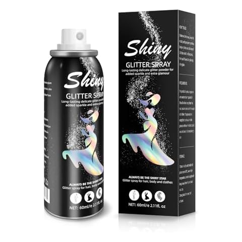 Body Glitter, Body Glitter Spray, Glitter Spray for Hair and Body, Long-Lasting and Quick-Drying Silver Glitter Hairspray Suitable for Festival Rave, Makeup Prom and Stage (2.11 Fl Oz) Cover