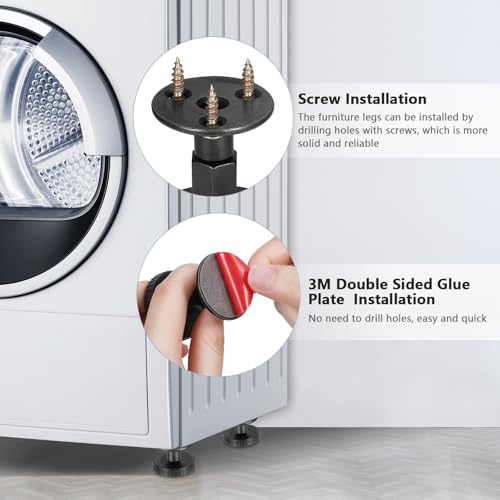 Zocipro 4 Stück Verstellbare Füße, Schrank Füße zum Verstellen, 27-45mm Möbelfüße Verstellbar, Höhenverstellbare Füße mit 3M Doppelseitiges Klebeband und Anti-Rutsch-Pad, für Tische Schränke