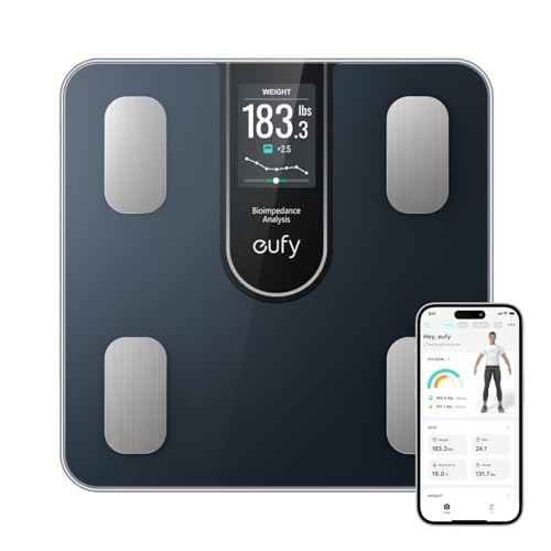 eufy Smart Scale C20, Digital Bathroom Body Fat Scale with Large TFT Screen, All-in-One Display for Offline Use, Bluetooth Scale for Body Weight with