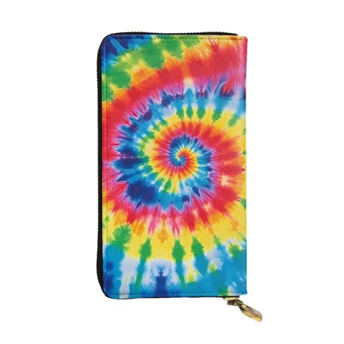 tie dye rainbow Wallet for Men Women Long Purse Leather Clutch Large Business Handbag Travel Phone Holder Credit Card Holder Money Case with Zipper Leather Wallets Gift