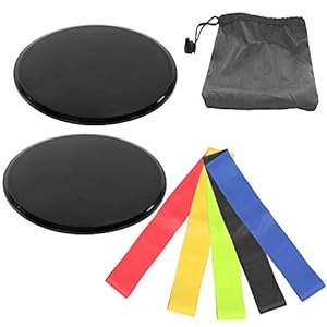 Exercise Core Sliders, Gliding Discs Core Sliders with Storage Bag, Exercise Gliding Discs with Resistance Bands, Use on Carpet