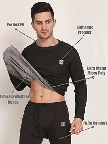 Image of Mens Thermal Basic Set for Winter wear (Upper+Lower)| Round Nack | Long Sleeve | Fit to Comfort | Extra Warm in Side Layer | Authentic Product | for Chilled Weather Thermal |