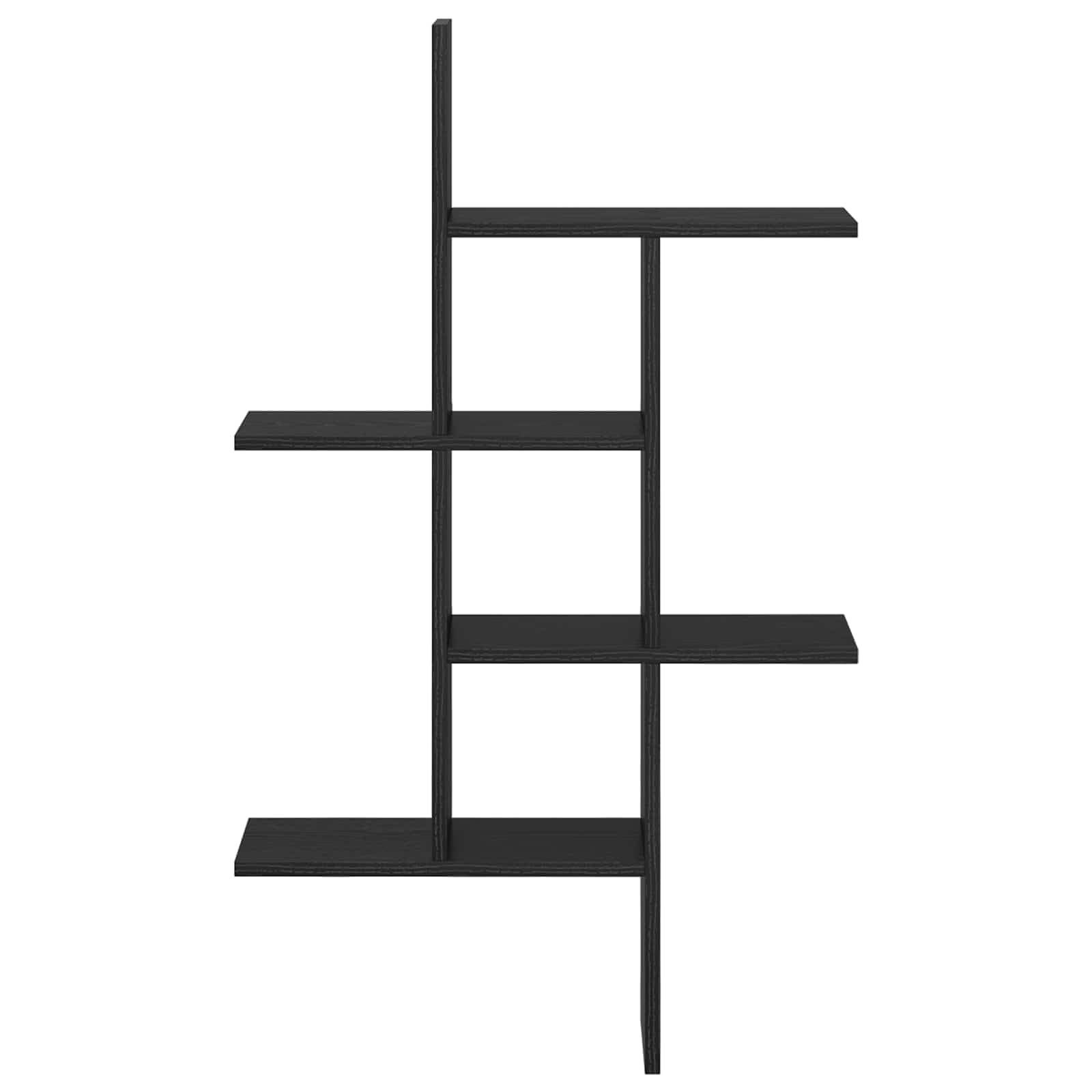 Scaffale da parete in legno di rovere, nero, 61 x 15 x 102 cm | Scaffale sospeso salvaspazio per soggiorno e camera da letto con 5 ripiani per una presentazione elegante delle decorazioni.