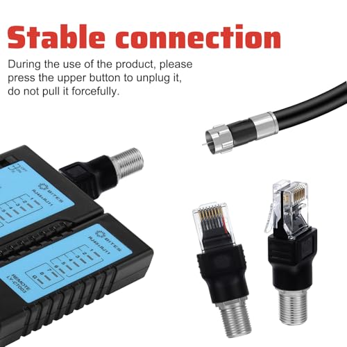 2 adaptadores coaxial F hembra a RJ45 macho negros miniatura 7
