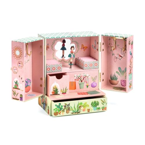 DJECO - Musical Jewelry Box for Kids - Storing Jewelry Safely - Enchanting Musical Experience - Velvet-Lined Compartments, Twirling Figurine - Ages 6+ Boys & Girls