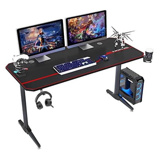 sogesfurniture Gaming Tisch 140cm Gaming Schreibtisch, Gamer Computertisch PC Tisch mit Großer Mausunterlage, Getränkehalter, Kopfhörerhaken, ST-Eagle-1400BK-BH