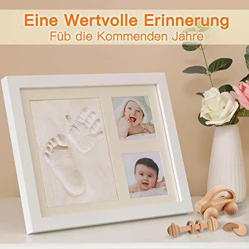 PewinGo Baby Handabdruck und Fußabdruck Set, Gipsabdruck Baby Abdruck/Abdruckset mit Echtholz Bilderrahmen- Perfekte Geschenkidee für Babydusche Geschenk/Babyparty,Pfotenabdruck Set Katze/Hund