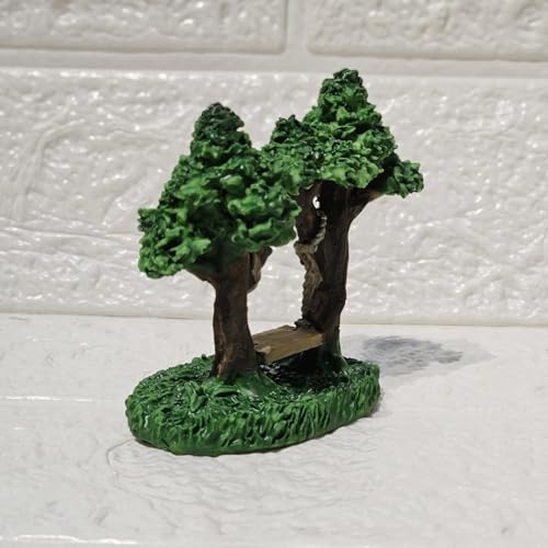 Image of Miniature Tree Swing Resin Figurine for Fairy Garden Dollhouse Terrarium Bonsai Decor | Cute Micro Landscape Accessory for DIY Mini Gardens & Gifting