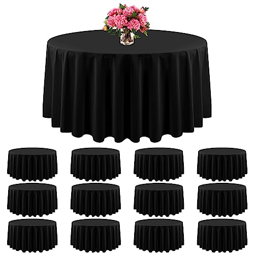 Lumaycens 12 Pack Tablecloth Black Round Tablecloth 108 Inch Round Tablecloth Black Tablecloth Black Tablecloths For Round Tables Polyester Table Covers Black Table Cloth Round Table #TOP2