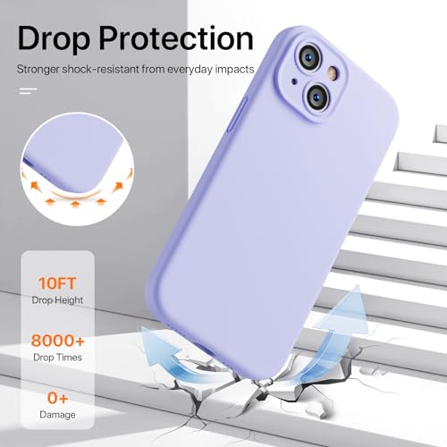 Image of GOODVISH Compatible with iPhone 15 Case, Silicone Upgraded [Enhanced Camera Protection] Phone Case with [2 Screen Protectors], Soft Anti-Scratch Microfiber Lining Inside, 6.1 inch, Violet
