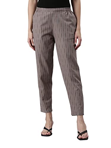 Image of GO COLORS Ikat Print Beige Printed Pencil Pant for Women | Breathable, Side Pocket