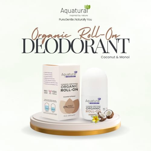 Image of Organic Deodorant Roll On, Monoi Scent, 2.53 Fl Oz | Women & Men, Natural Formula, Sensitive Skin, Long-Lasting Odor Protection
