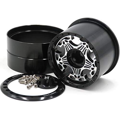 Hobbysoul 4Pcs Rc 2.2 Mud Slingers Crawler Tyres Super Grip Tyre Height 124Mm & Aluminium Ghost 2.2 Beadlock Wheels Rims #TOP4