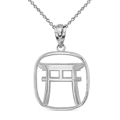 Claddagh Gold Polished .925 Sterling Silver Japanese Torii Gate Shinto Charm Pendant Necklace - Choose Pendant Only or Necklace w/ 16”-22” Chain
