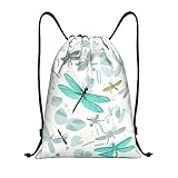 MDATT Green Dragonfly - Mochila impermeable con cordón ajustable para hombres y mujeres, bolsa deportiva de gimnasio, mochila de viaje, personalizada, verde (Green Dragonfly), M, Mochilas de viaje