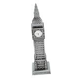 Alipis Modelo Arquitectónico Big Ben de Aleación Metálica Plateada, Decoración Clásica para Escritorio y Hogar, Escultura Ornamental Emblemática de Londres, Adorno Decorativo para Sala U