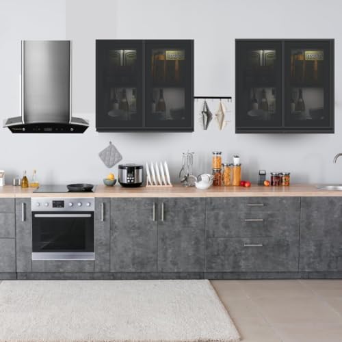 Image of SPECIALITY PANELS Multipurpose Cabinet with Modern Elegance Tinted Glass Wall Cabinet, Space Organizer for Office /Kitchen in (Dark Grey, 4 Glass Shutter)