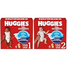 Little Snugglers Bundle Huggies Little Snugglers Baby Diapers, Size 1 8-14 lbs, 198 Count & Huggies Little Snugglers Baby Diapers, Size 2 12-18 lbs, 186 Count