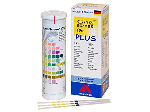 Analyticon Biotechnologies Ag 24061 Combi Screen Plus Test e Analizzatori Urine e Sangue, Visual, 10 Parametri Plus, Scatola di 100
