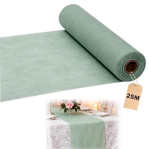 Forbabe Camino de mesa decorativo de fieltro de 30 cm x 25 m, color verde eucalipto