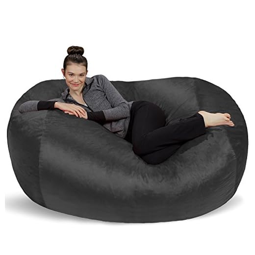 Sofa Sack - Plush Bean Bag Sofas with Super Soft Microsuede Cover - XL Memory Foam Stuffed Lounger Chairs For Kids, Adults, Couples - Jumbo Bean Bag Chair Furniture - Charcoal 6'